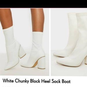 White chunky sock boot